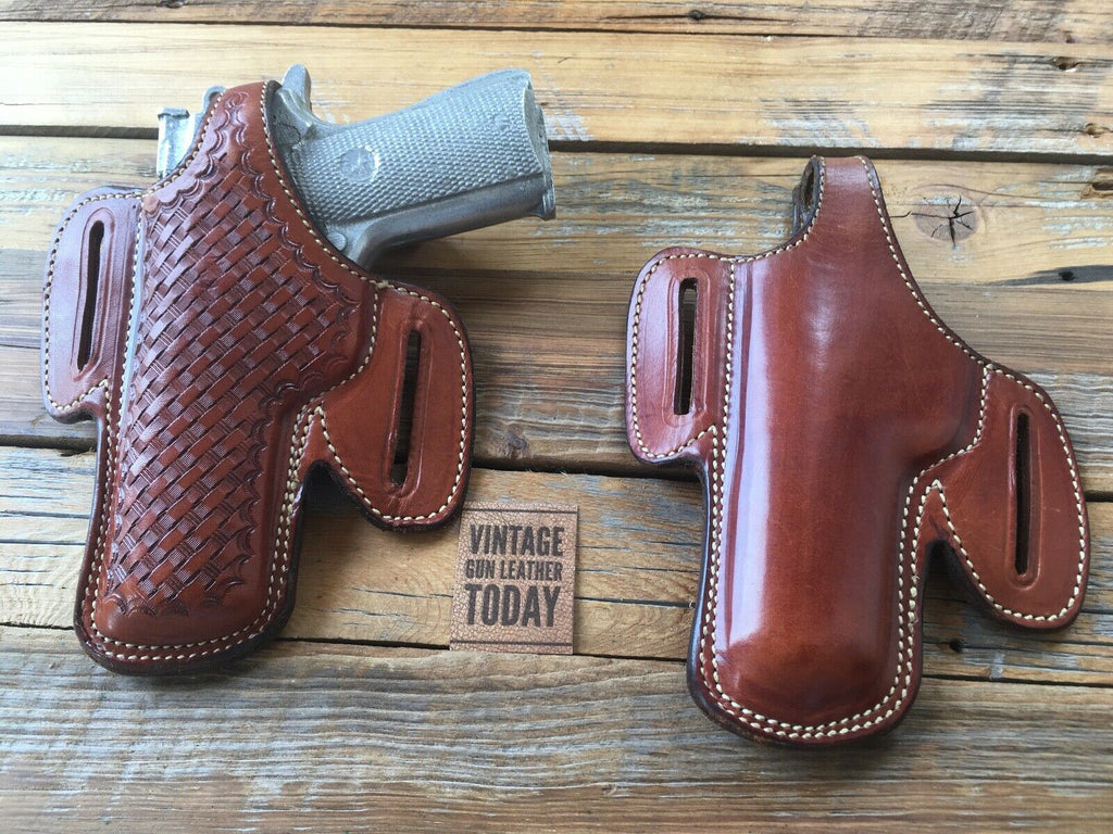 Vintage Alfonsos Basketweave Leather Lined Holster for Colt Commander .45 LEFT