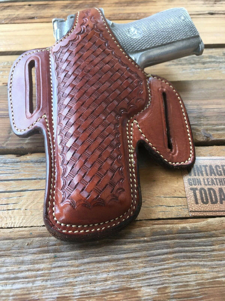 Vintage Alfonsos Basketweave Leather Lined Holster for Colt Commander .45 LEFT