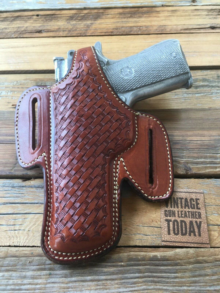 Vintage Alfonsos Basketweave Leather Lined Holster for Colt Commander .45 LEFT