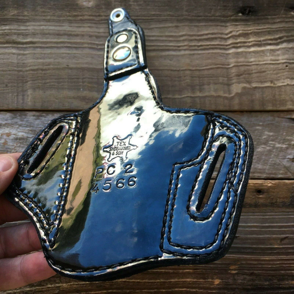 Vintage Tex Shoemaker Clarino Gloss Leather Lined Parade Holster For S&W 1066
