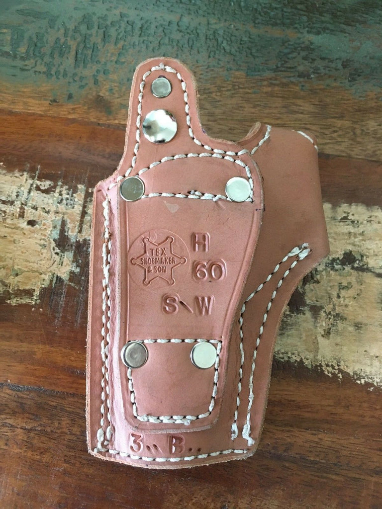 Vintage Tex Shoemaker H Brown Leather Holster For S&W Mod. 60 Revolver