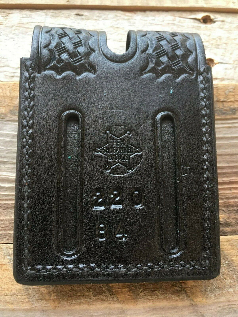 Vintage Tex Shoemaker Black Brown Leather Double Magazine Carrier For Beretta 84