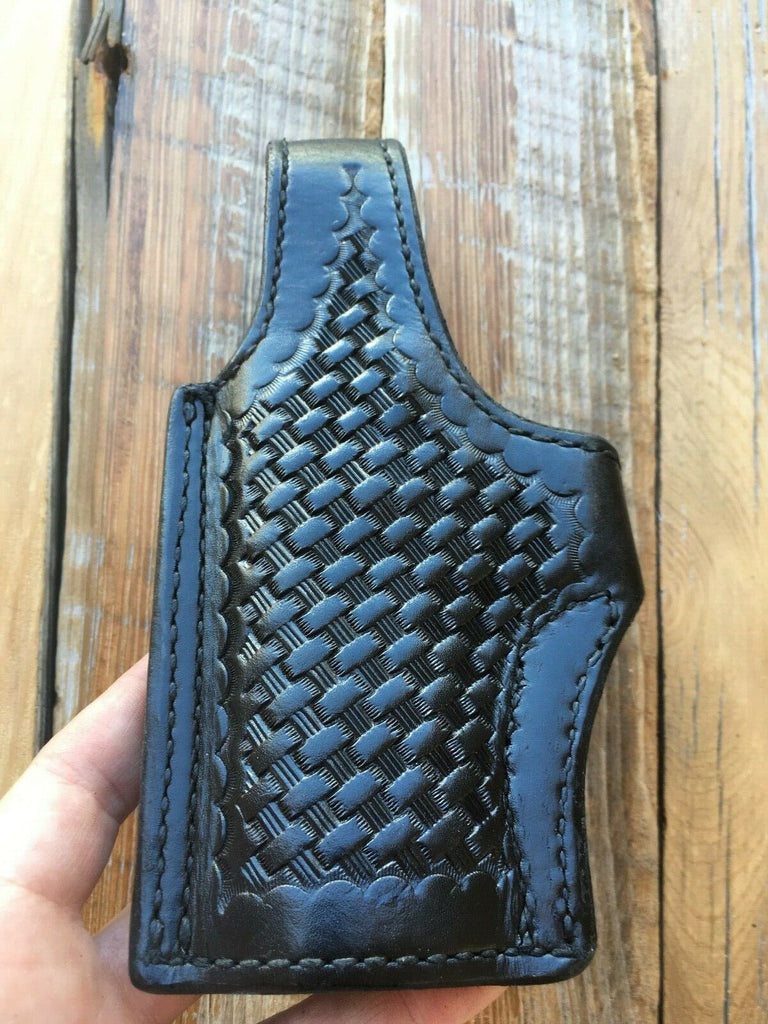 Vintage Tex Shoemaker Leather Holster For S&W 4006 Black Basketweave Left