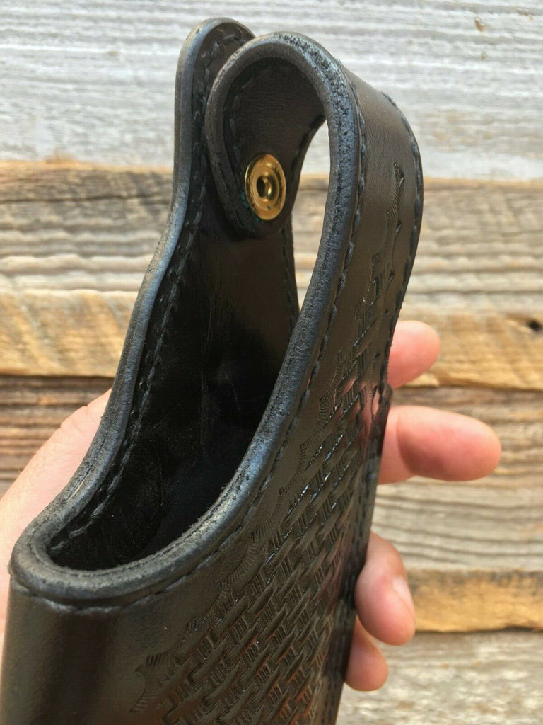 Vintage Tex Shoemaker Leather Holster For S&W 4006 Black Brown Plain Basketweave