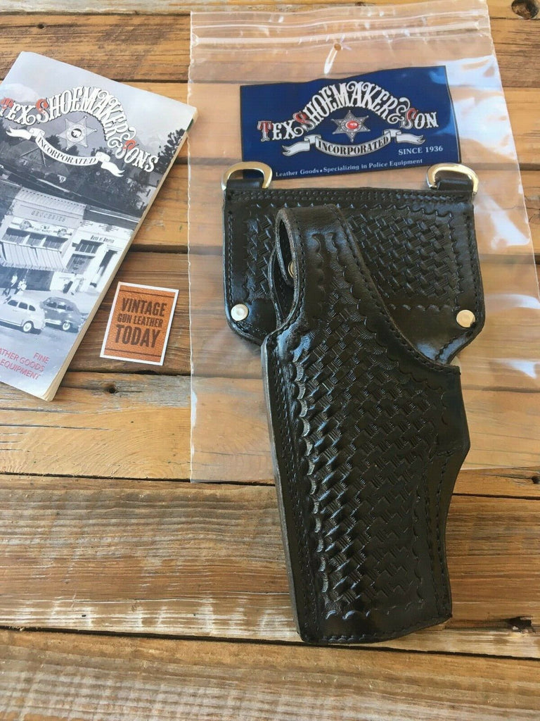 Tex Shoemaker Black Basketweave Leather Duty Holster Sam Browne D Rings For 4506