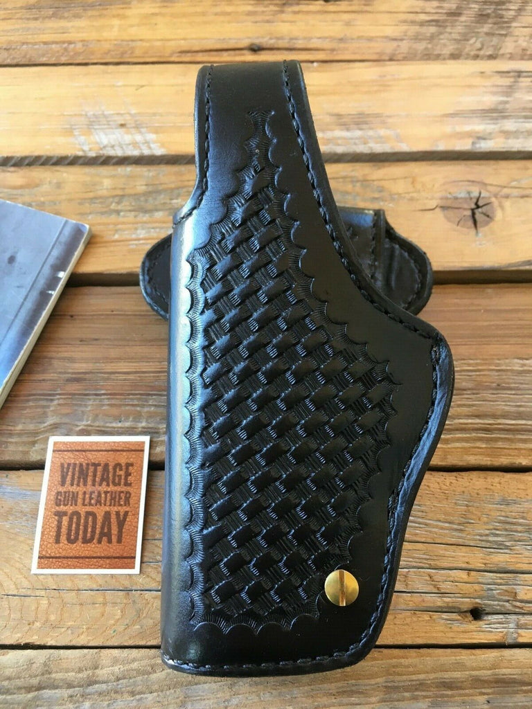 Vintage Tex Shoemaker Black Basketweave Leather Lined For S&W 5906 LEFT