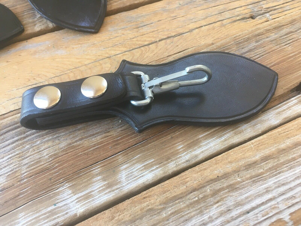Alfonsos Plain Black Leather Police Sheriff Security Key Flap Ring Holder 6 3/8" Length