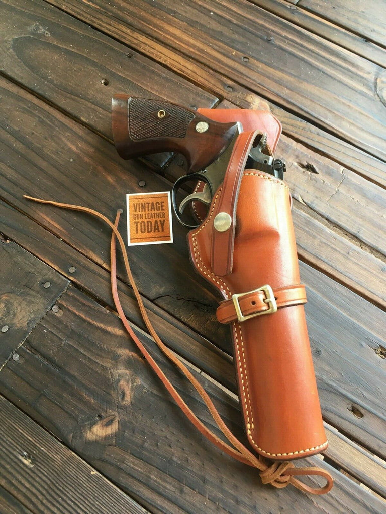 Alfonso's Brown Leather Suede Lined Western Holster for 6" K Frame Revolver
