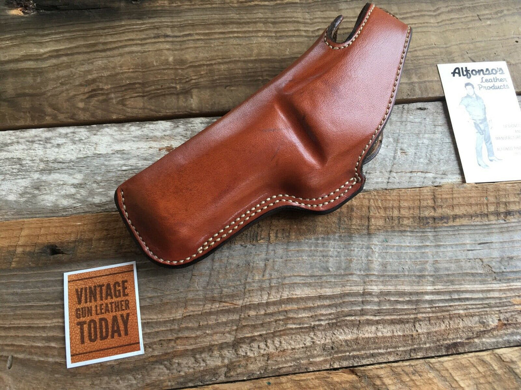 Alfonso's Brown Leather Suede Lined Holster For S&W 586 L Frame Revolver 4" LEFT