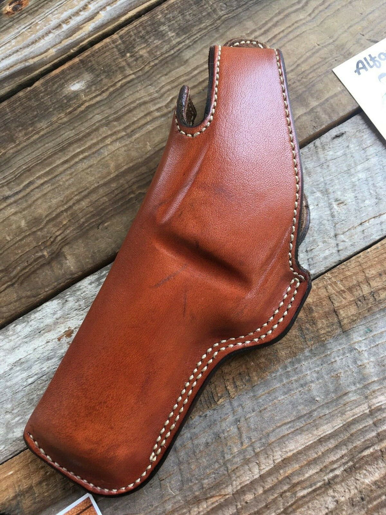 Alfonso's Brown Leather Suede Lined Holster For S&W 586 L Frame Revolver 4" LEFT
