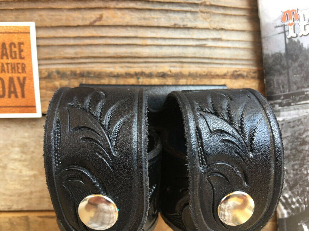 Tex Shoemaker Black Leather Floral Carved Speed Loader Holder .44 N Frame