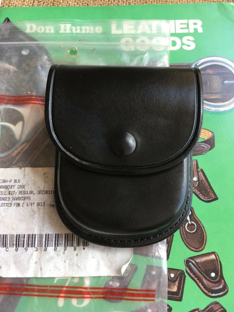 Don Hume C304 Plain Black Leather Cuff Case Regular Security and Hinged Handcuff