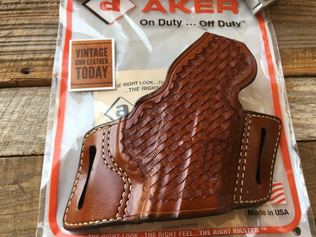 Vintage AKER Brown Basketweave Leather Holster For S&W 4566 TSW Right