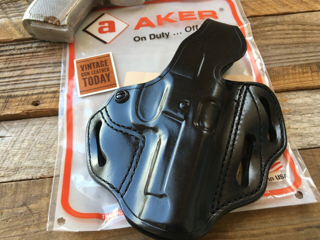 Aker Black Leather Classic 3 slot Holster For S&W 59 39 Round Trigger Guard