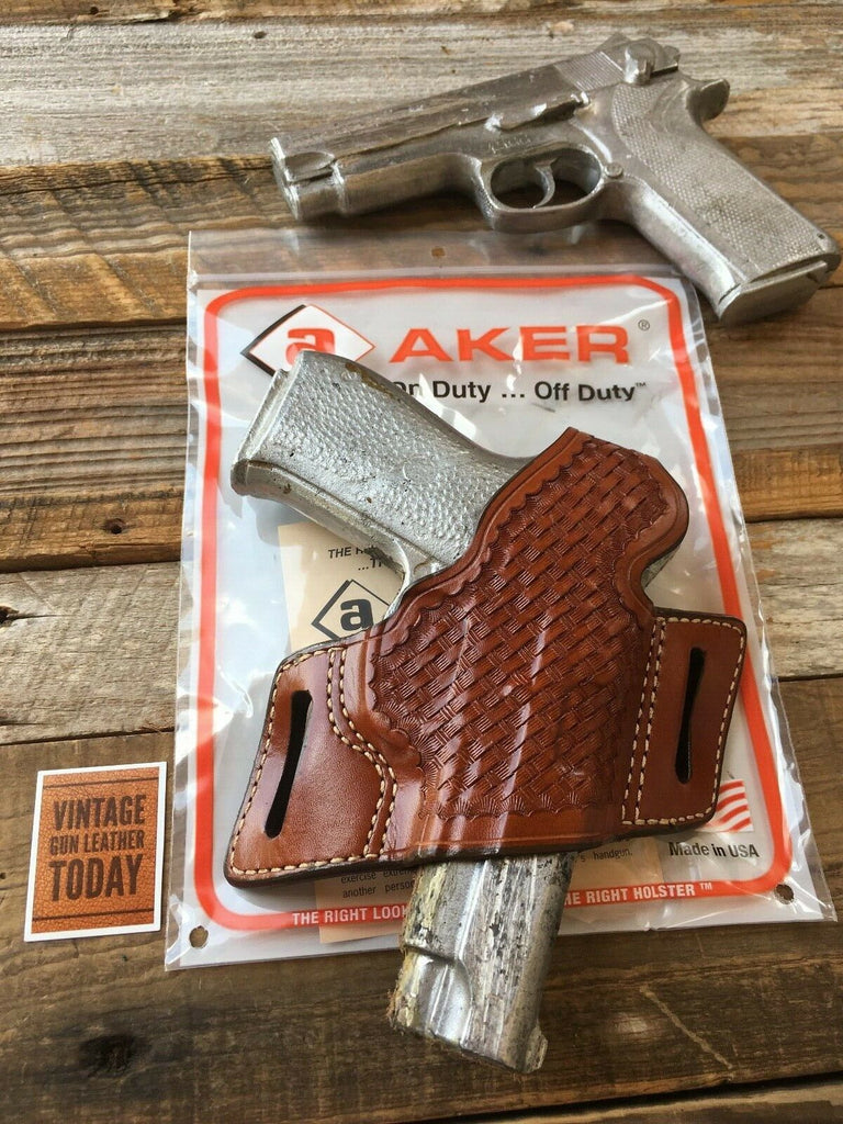 Vintage AKER Brown Basketweave Leather Holster For S&W 4566 TSW Right