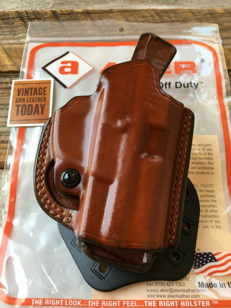 Aker Brown Leather Flatsider Open Top Paddle Holster For Sig P2340 Right