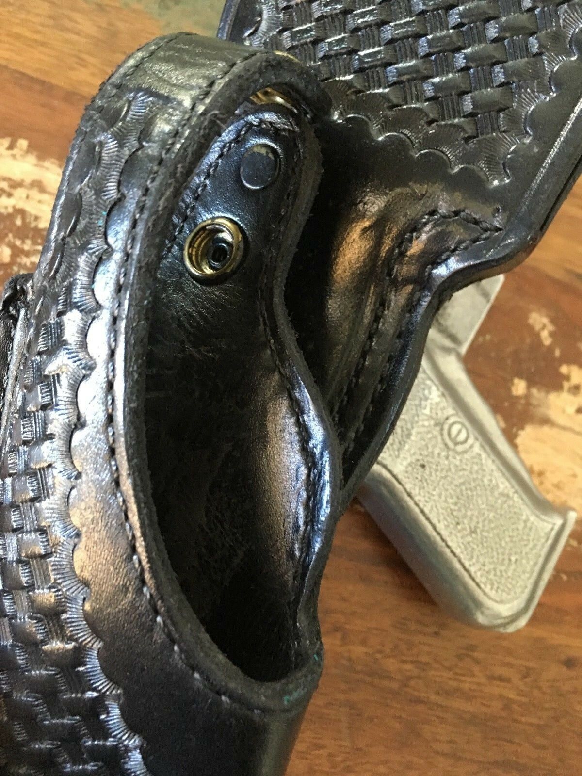 Tex Shoemaker HA 62 For HK P7 PSP Black Basketweave Leather Holster LE ...
