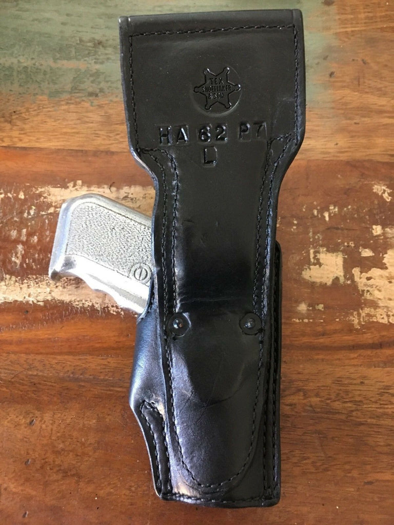 Tex Shoemaker HA 62 For HK P7 PSP Black Basketweave Leather Holster LEFT
