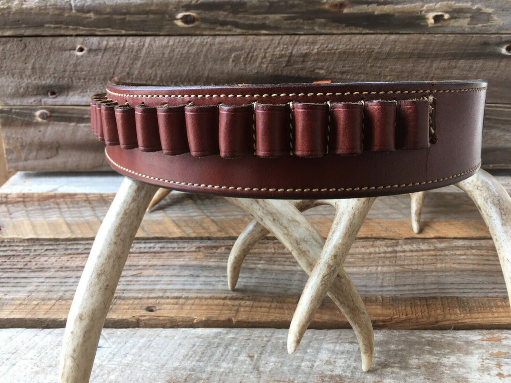 SZ 32 Alfonsos Suede Lined Brown Leather Cartridge Gun Belt .44 45 LC 30" to 35"