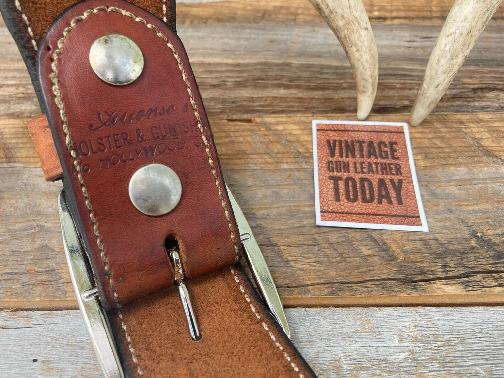 Alfonsos Hand Stamped Leather Suede Lined Pistol Gun Belt Size 32 Western