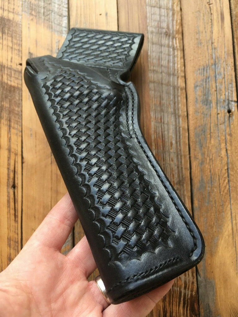 Vintage Tex Shoemaker 35 Border Patrol Basketweave Leather Holster For 6" Revolver K Frame