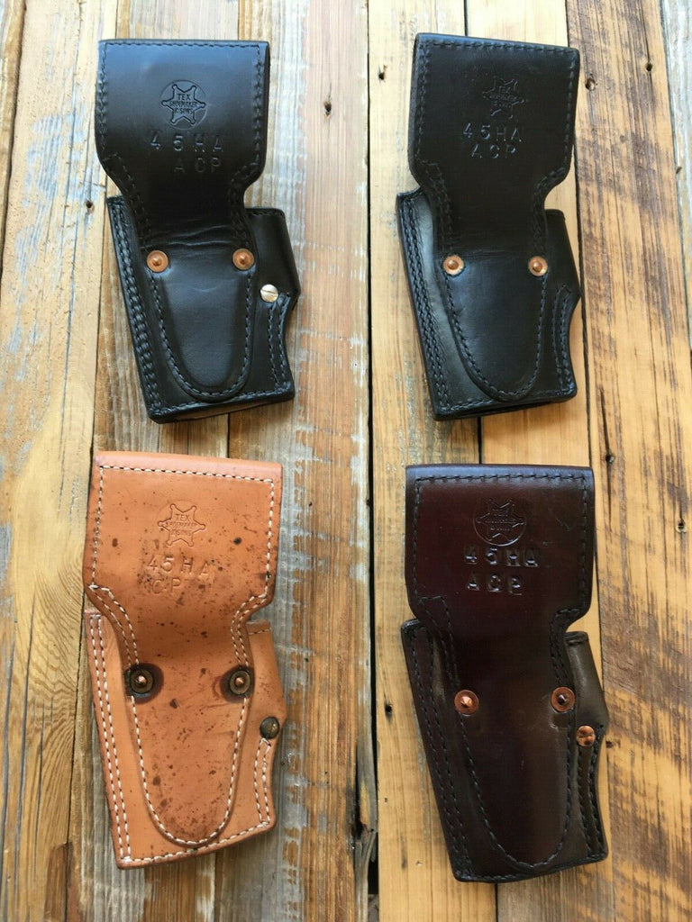 Tex Shoemaker Black / Brown Leather Lined Holster For Colt .45 ACP Right