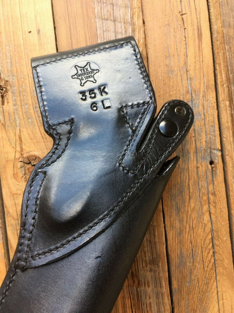 Vintage Tex Shoemaker 35 Border Patrol Basketweave Leather Holster For 6" Revolver K Frame