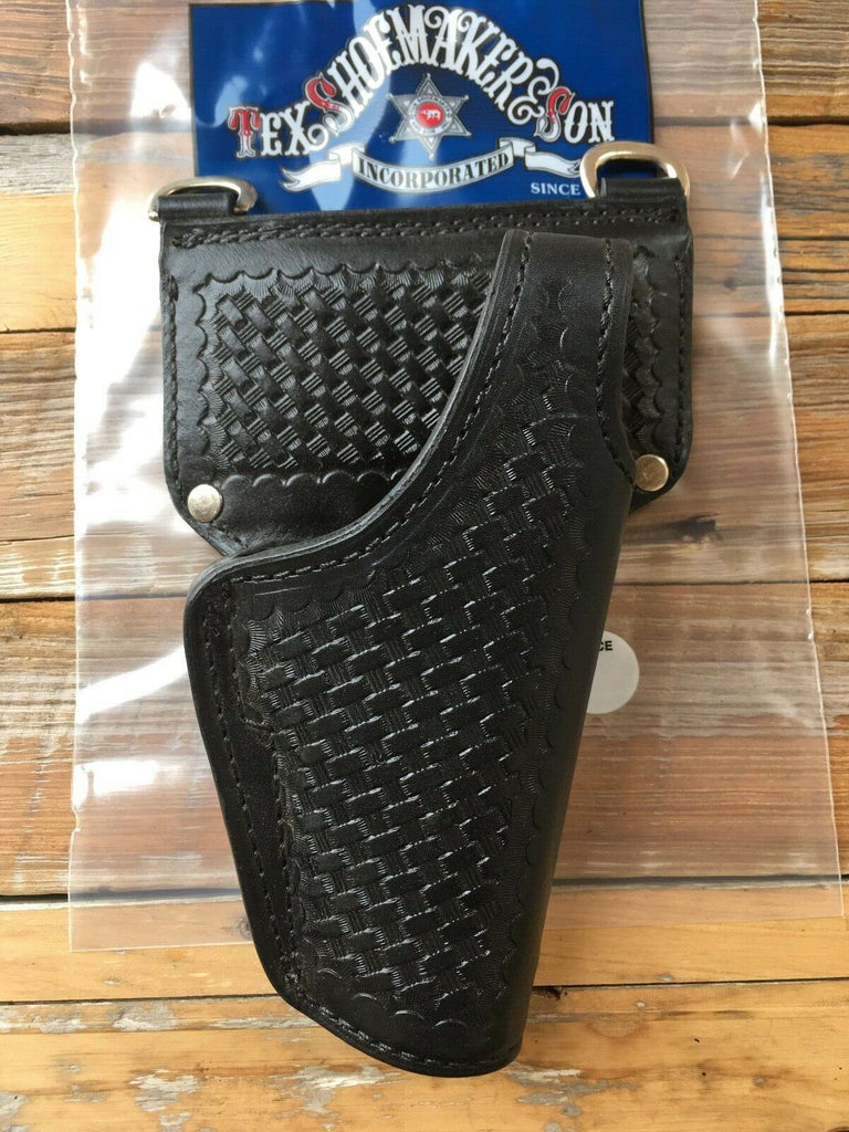 Tex Shoemaker Black Leather Duty Holster For Glock w/ Sam Browne Rings