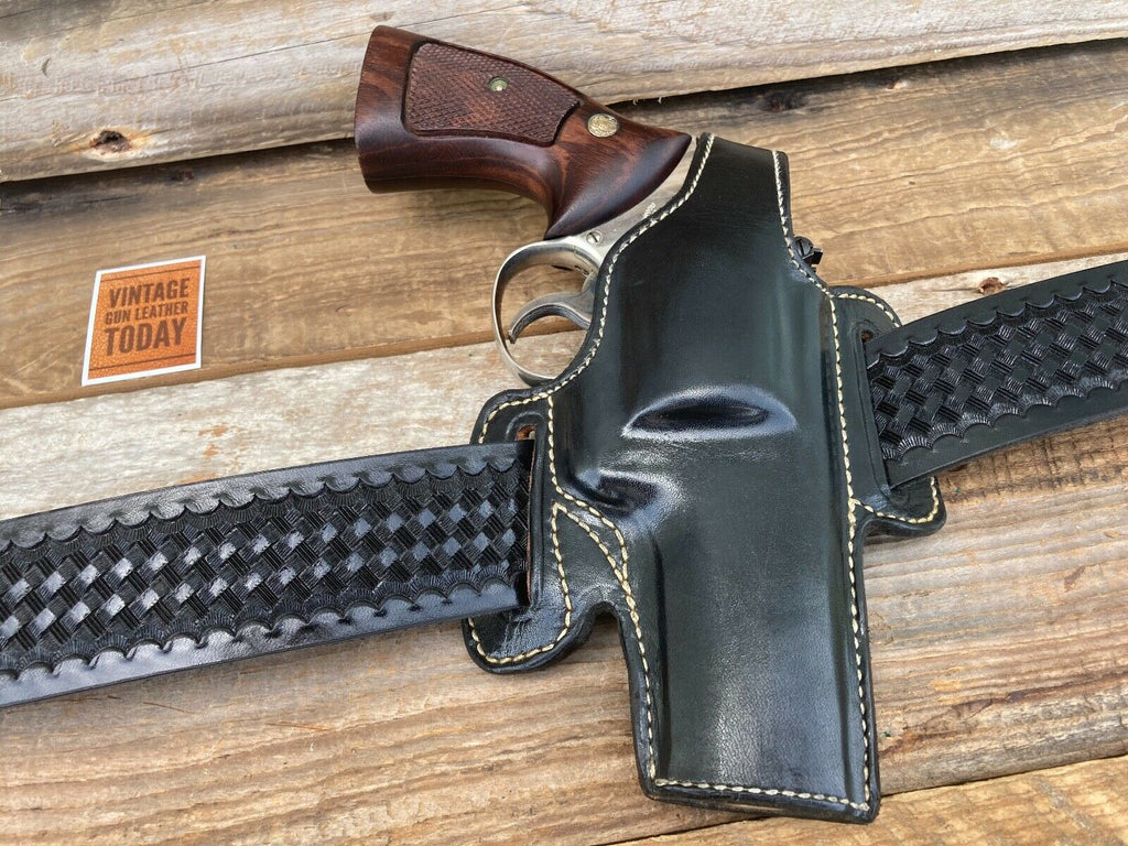 Alfonso's Plain Black leather Holster For Colt Python S&W L 686 586 Revolver 4"