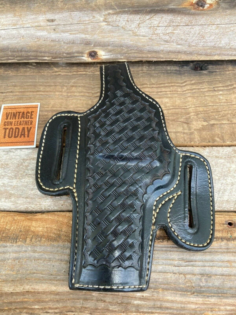 Alfonsos Back Basketweave Leather Lined Holster For Python S&W L Frame Revolver