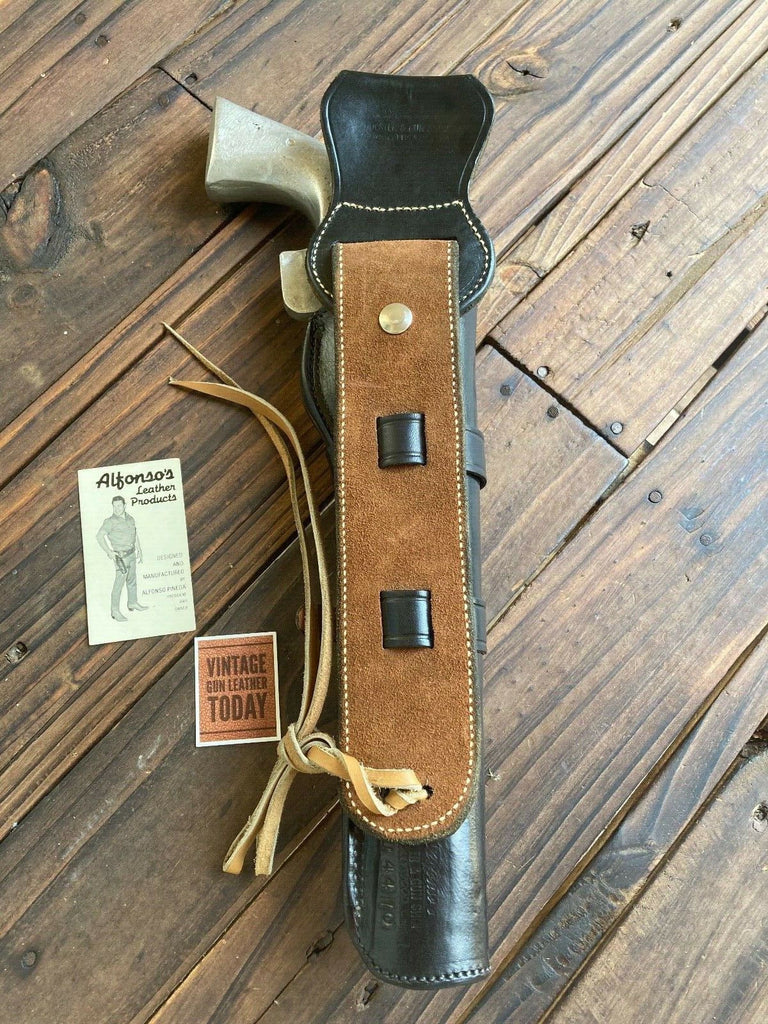 Alfonso's Black Leather Suede Lined Western Holster for 10.5" Ruger SA Revolver.