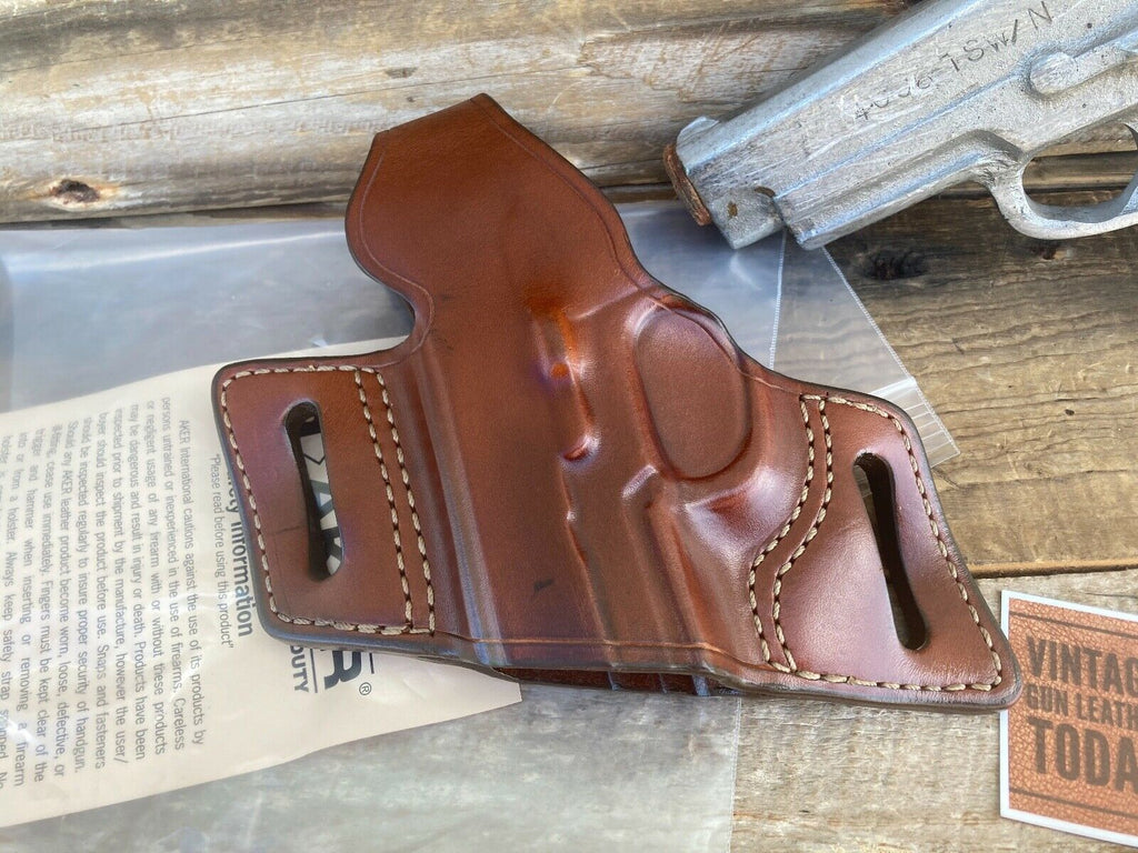 Discontinued AKER Plain Brown Leather Left Draw OWB Holster For S&W 4006 TSW CHP