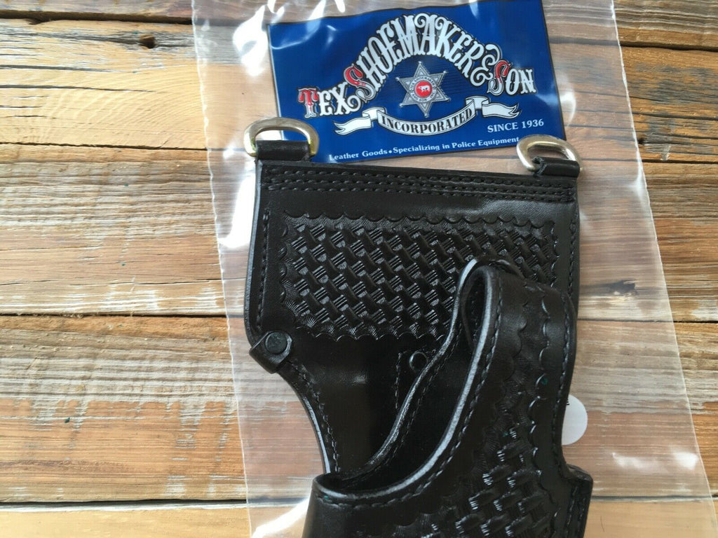 Tex Shoemaker Black Leather Duty Holster w/ Sam Brown D Rings For S&W 4006