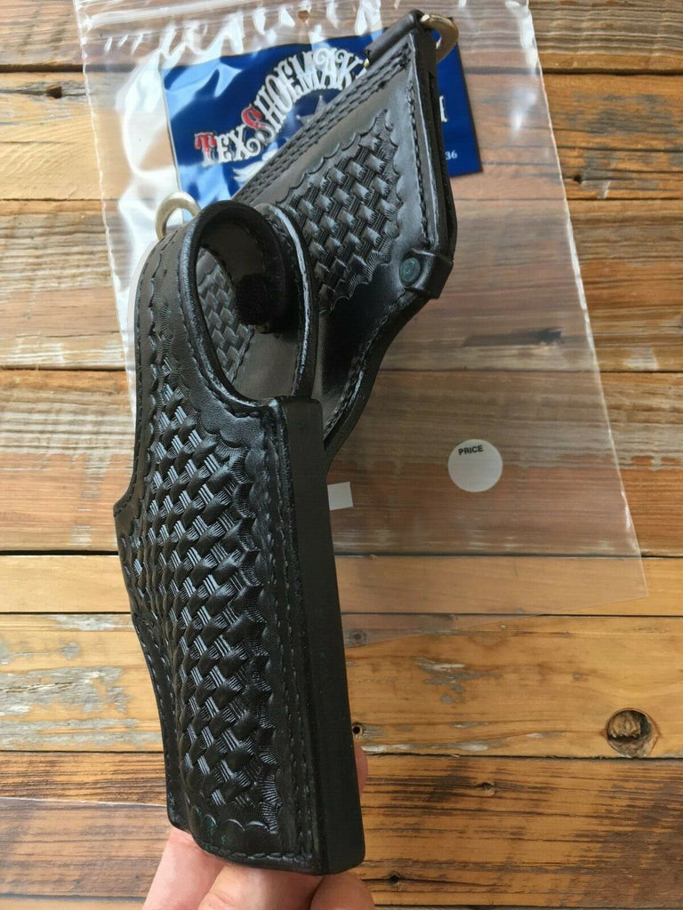 Tex Shoemaker Black Leather Duty Holster w/ Sam Brown D Rings For S&W 4006
