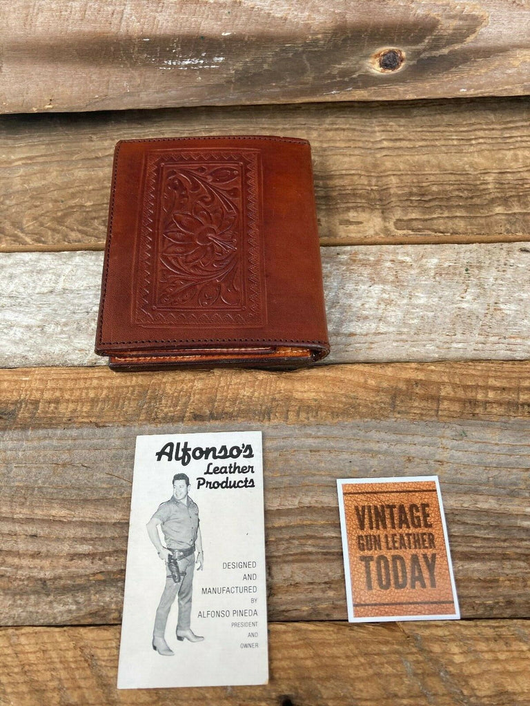 Alfonso's Brown Leather Police Sheriff Badge ID Wallet 6 Point Star 3" x 2 3/4"