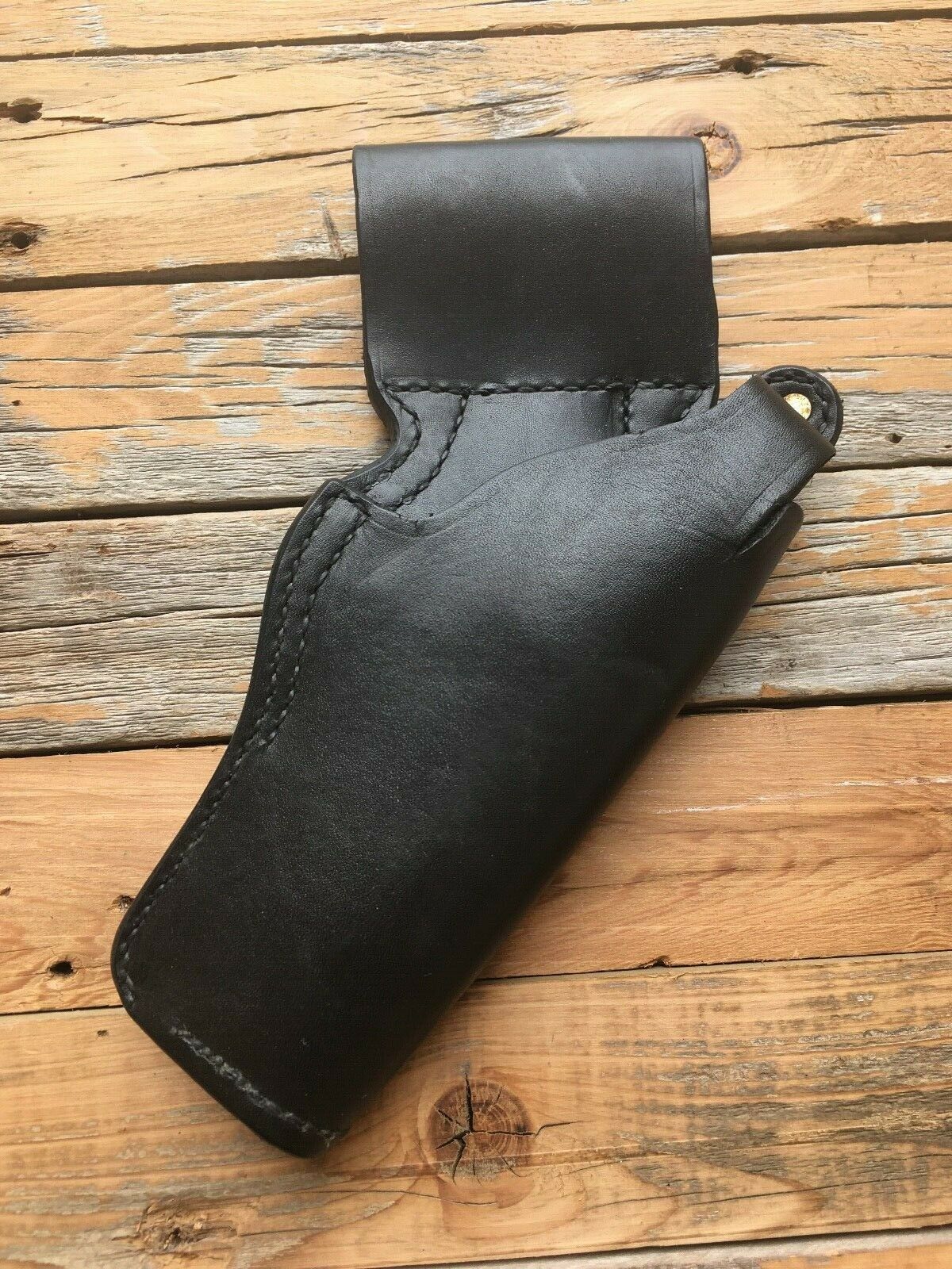 Vintage Tex Shoemaker Black Leather Border Style Revolver Holster