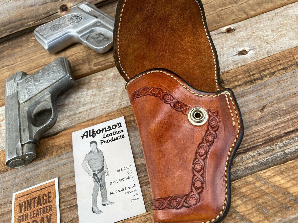 Alfonsos Brown Leather Suede Lined Flap Holster Stamped For Colt .22 .25 Auto