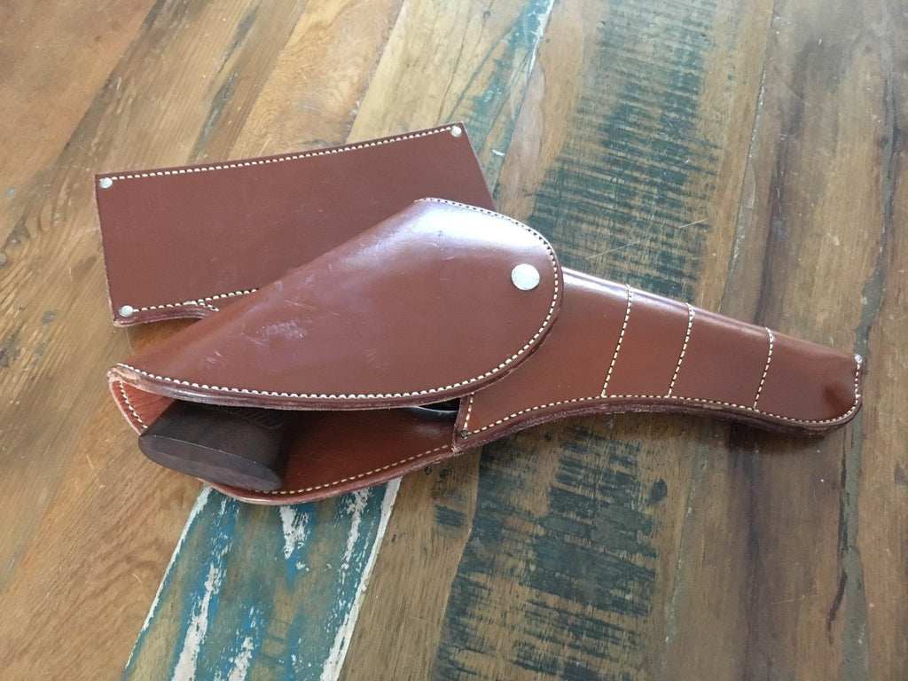 Vintage Brown Leather Police Flap Holster For S&W K Frame Revolver up to 6"