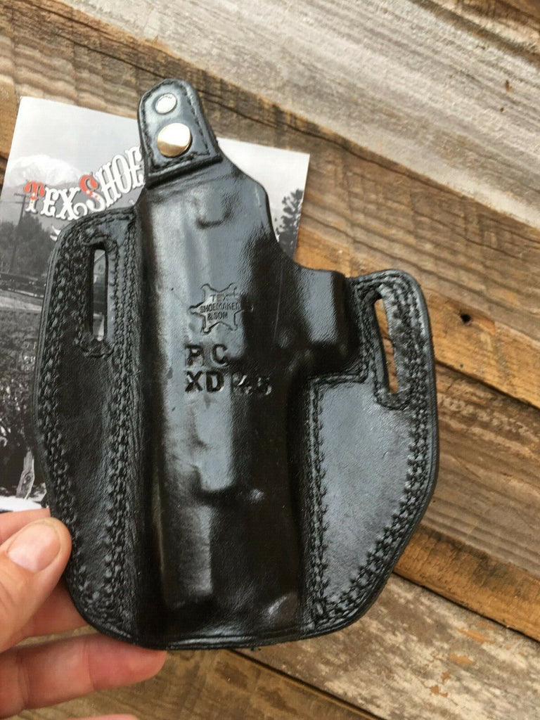 Sweet Tex Shoemaker PC OWB Plain Black Leather Holster For Springfield XD 45 5"