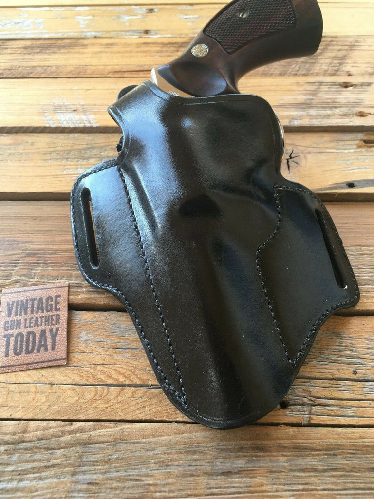 Vintage Point Blank Black Leather OWB Holster For Ruger S&W Medium Frame 4" LEFT