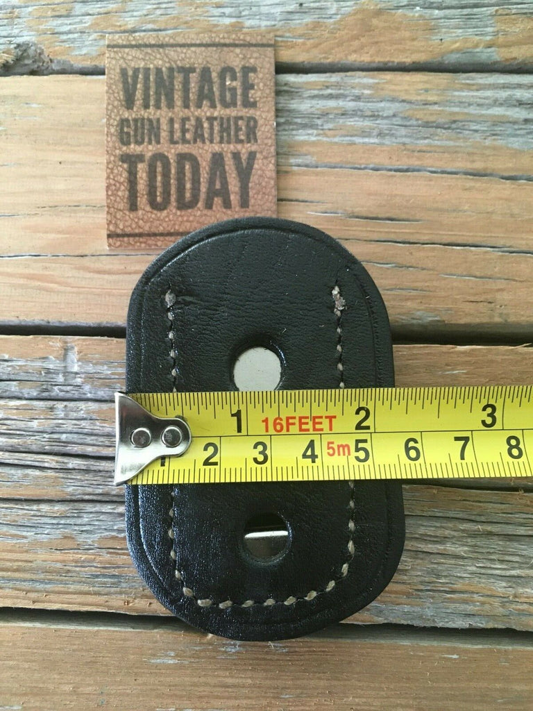 Alfonso's Black Leather Clip On Badge Holder Clip 2 1/8 x 3 3/8 Backing