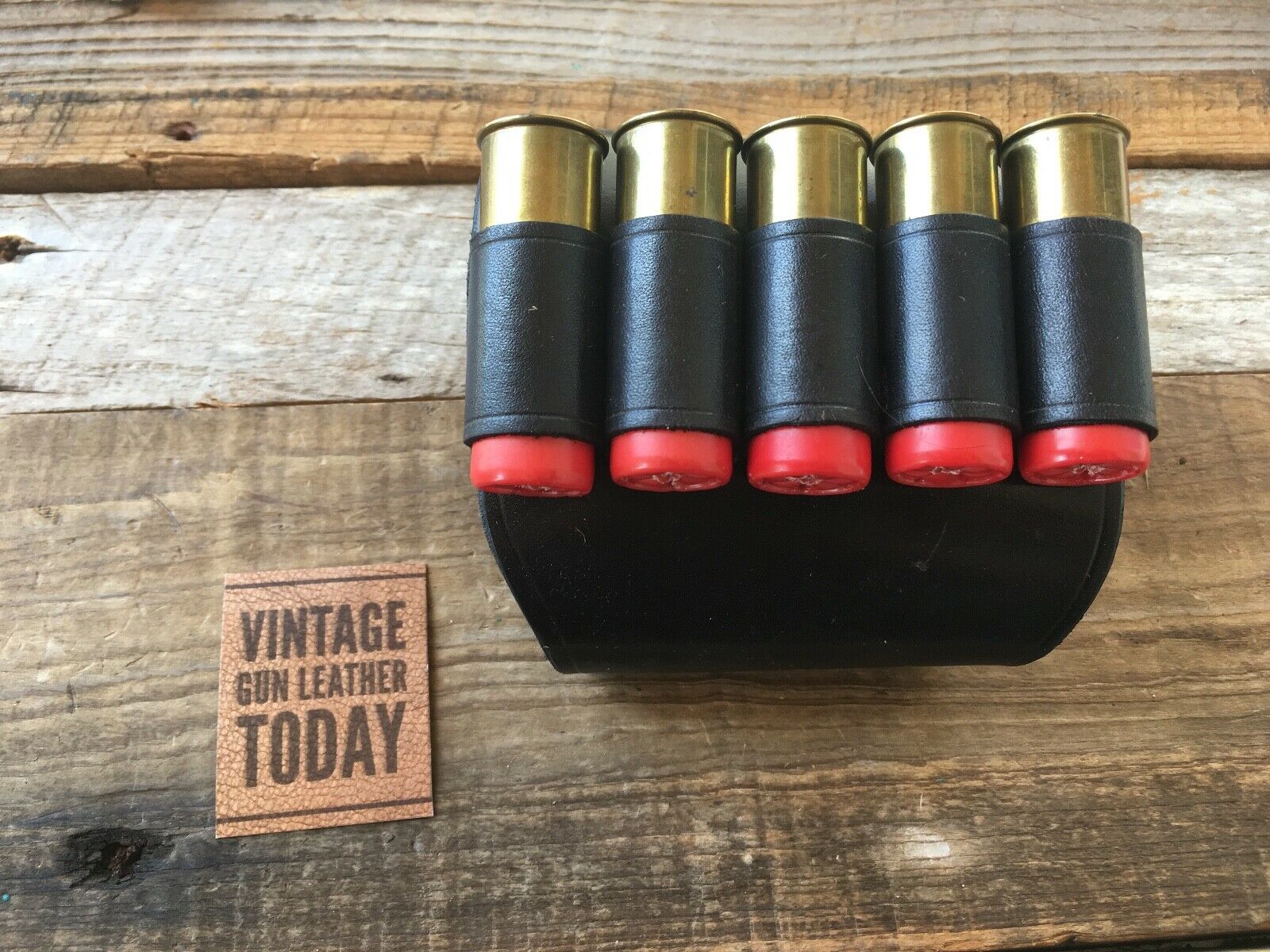 Alfonsos Black Leather 12 GA Shotgun Shell Cartridge Cuff 5 Round Slid –  vintagegunleather