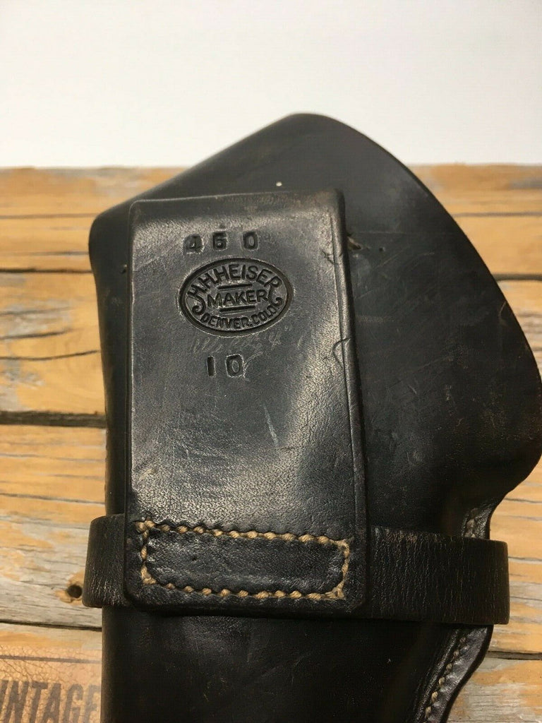 Vintage HH Heiser Black Leather 450 Holster For Webley / Large Revolver up to 4"
