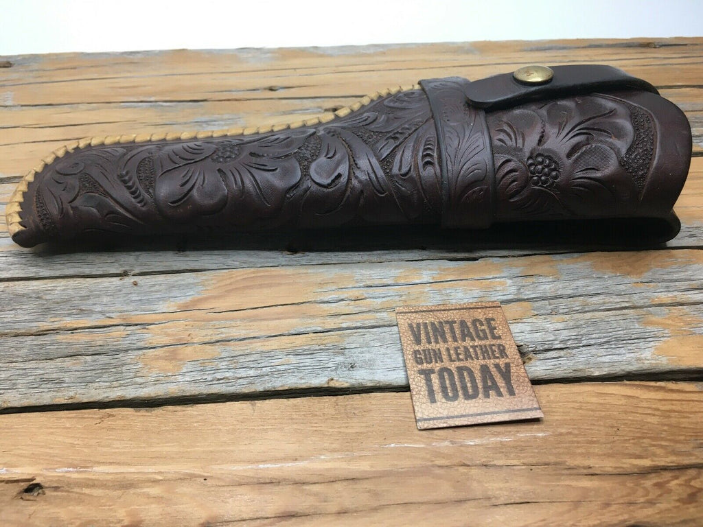 HH Heiser 721 Western Mexican Floral Carved Leather Laced Holster Large 22 Auto