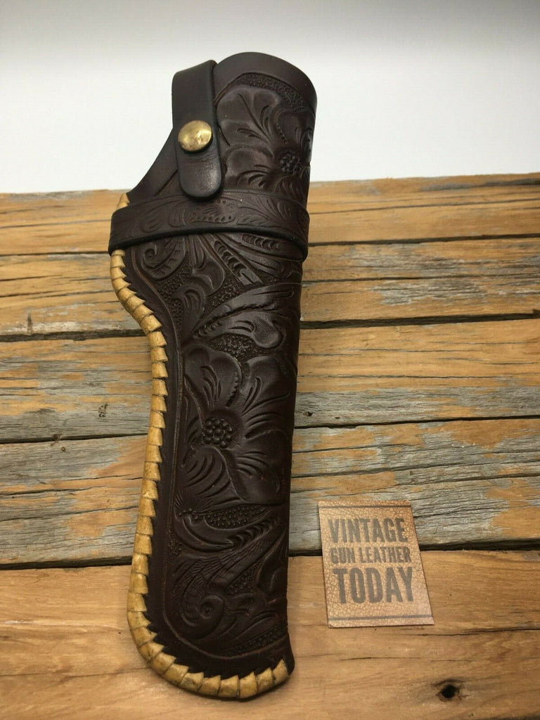HH Heiser 721 Western Mexican Floral Carved Leather Laced Holster Large 22 Auto
