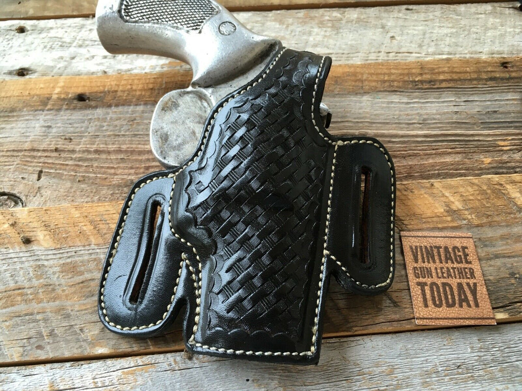 Alfonso's F60 Black Leather Suede Lined Holster For Colt Python 2 1/2" or S&W L Frame 2" Revolvers