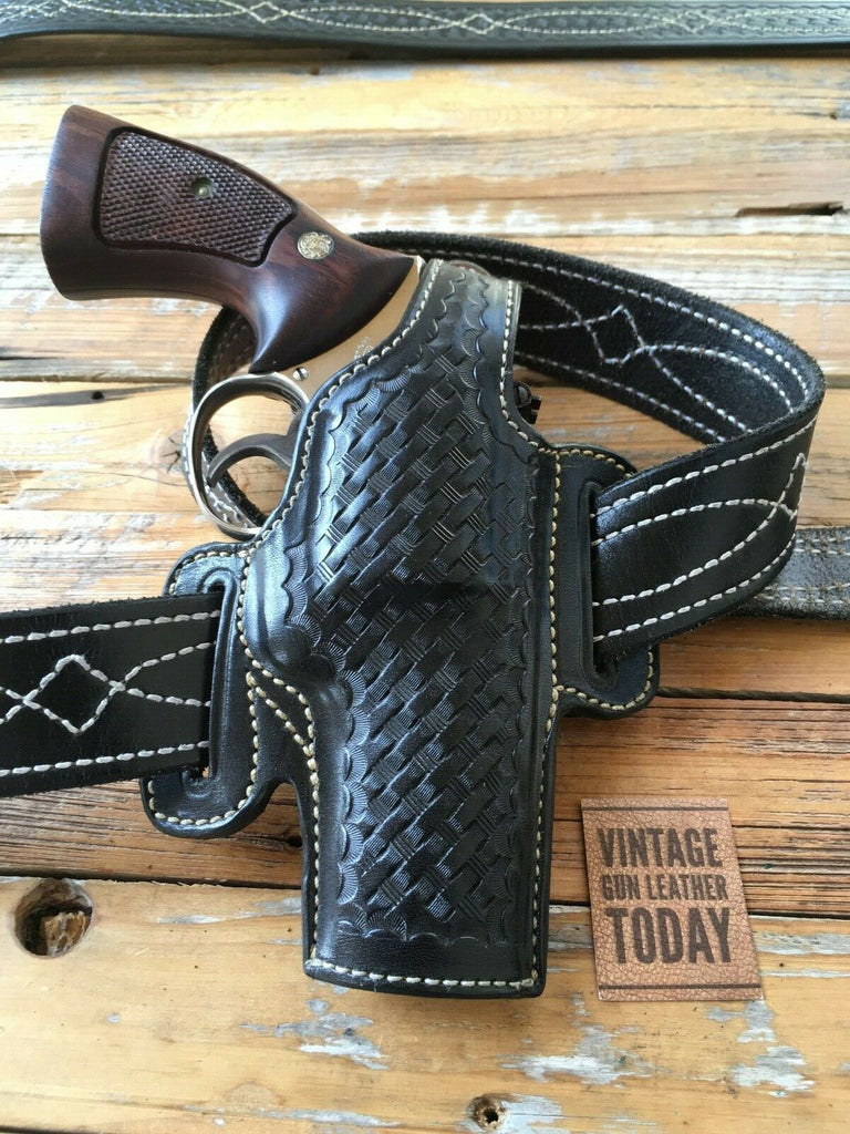 Alfonso's F60 Black Leather Suede Lined Holster For Colt Python 4" S&W L Frame 4" Revolver