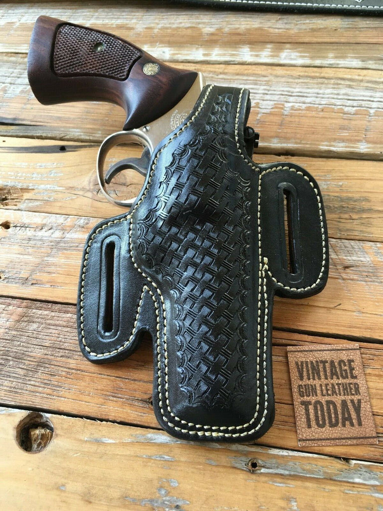 Alfonso's F60 Black Leather Suede Lined Holster For S&W K Frame 4" Revolver