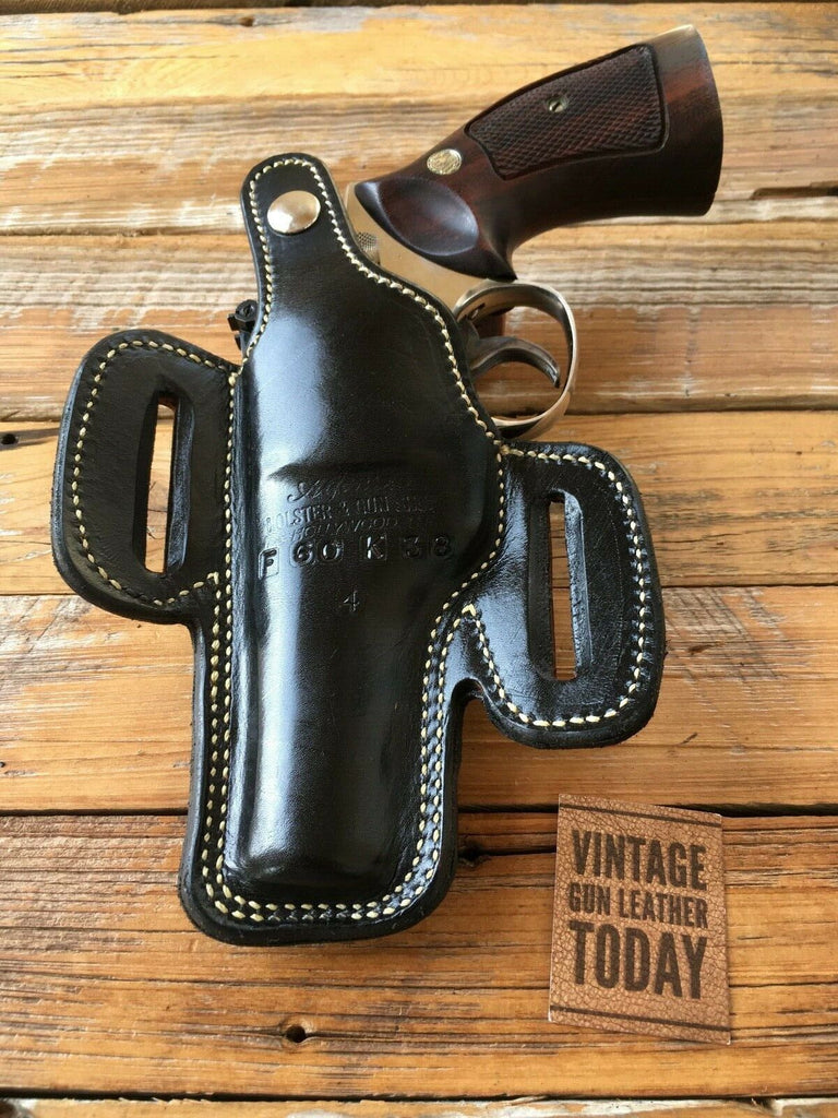 Alfonso's F60 Black Leather Suede Lined Holster For S&W K Frame 4" Revolver