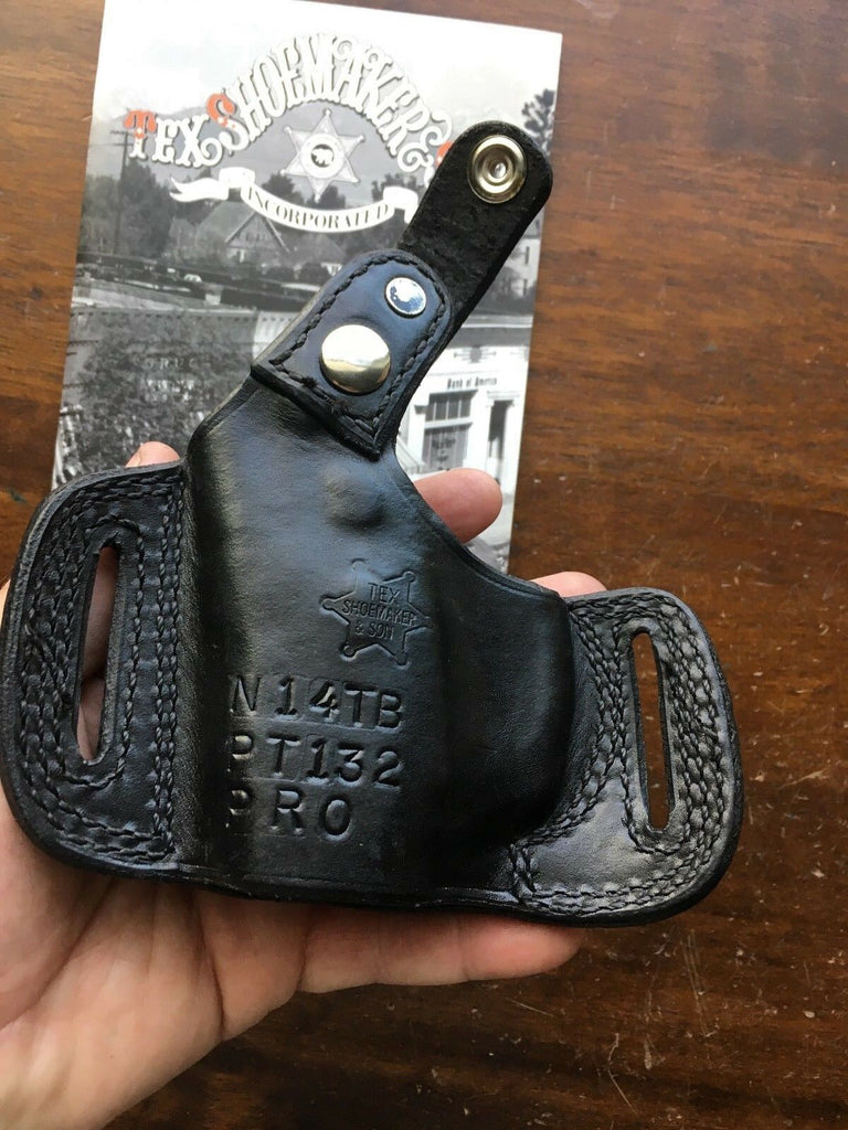 Tex Shoemaker N14TB Black Leather OWB Holster For Taurus PT132 PRO